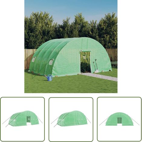 The Living Store Serre avec cadre en acier vert 24 m² 6x4x2,85 m - Serre De Jardin - Abri Jardin - Tunnel De Culture - Greenhouse - Serrez Verdure (1/5)