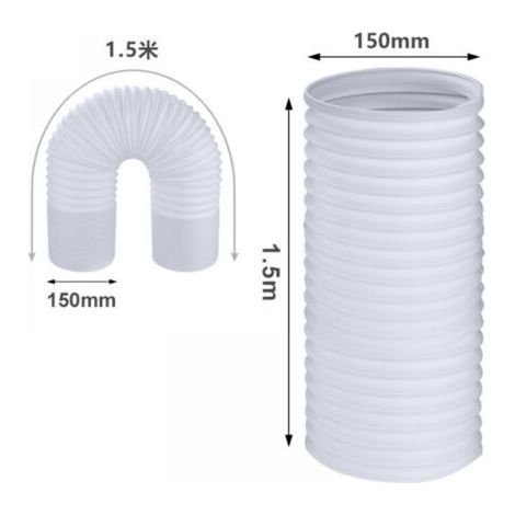 Tuyau d'évacuation pour climatiseur mobile, tuyau de ventilation flexible, rallonge pour tuyau d'évacuation pour climatiseur (150 mm x 1,5 m) (1/3)