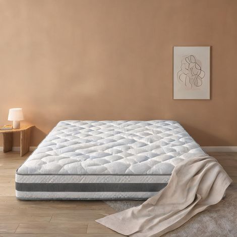 Matelas coloris blanc en foam Spring Polyester 140 x 200 x 25 cm (1/5)