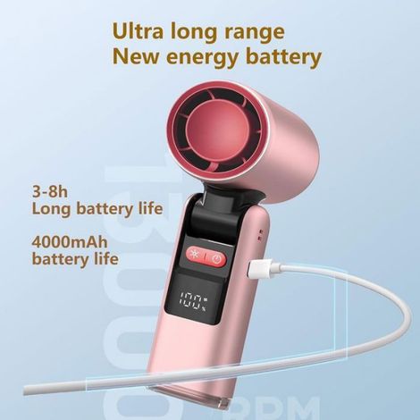 Mini Ventilateur Turbo avec Plaque Rafraîchissante Intégrée, USB Portable 3-en-1, 100 Vitesses, Lampe LED, 14h (1/4)