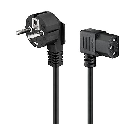 Goobay Cavo Alimentazione Schuko Angolato Tipo F CEE7/7 C13 Angolata 5m Nero (1/4)