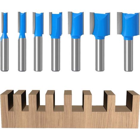 7-teiliges 8-mm-Schaft-Holzfräser-Set, gerade Fräser, Doppelnutfräser, Kopierfräser, für die Holzbearbeitung (1/5)