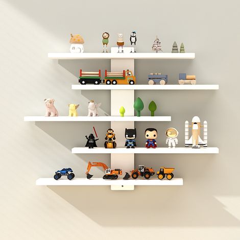 Cette étagère murale réglable à 5 niveaux est idéale pour les figurines - Blanc, les petits blocs de construction et les objets de collection : un meuble de rangement moderne et pratique pour la décor (1/5)