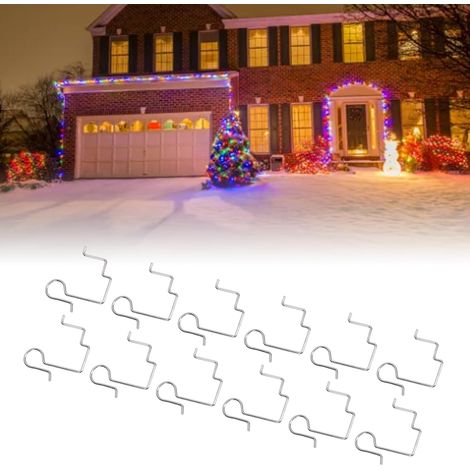 50Pcs Christmas Light Hooks, Christmas Lights Gutter Hooks Double Hook Gutter Light Clips Hanging Outdoor Lights, Xmas Light Gutter Clips Hooks for Outdoor String Lights (1/5)