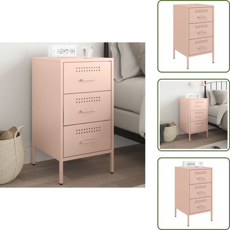 Nachttisch Rosa 36x39x68 cm Stahl - Industriestyl - Nachttisch - Schreibtischlampe - Regal - Wohnraum (1/5)