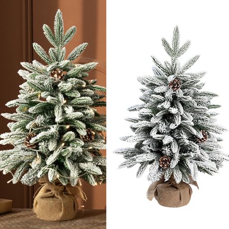 Sapin de Noël 45cm arbre neigeux givré avec cèdre enneigé et flocons déco bureau maison (1/4)