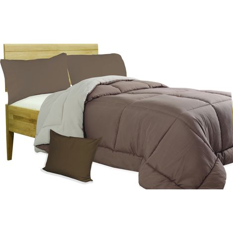 COUETTE MR COUETTE UNIE COULEUR CRÈME - MARRON double face HIVER 350 GR. AVEC FEDERA ARREDO Simple et demi cm. 220x260 (1/4)
