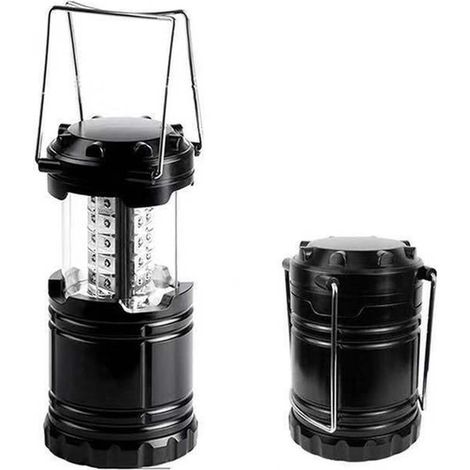 Lámpara camping, Linterna LED Lámparas plegables pilas, Linterna LED tienda campaña, Linterna emergencia portátil Iluminación portátil, Negra (1/5)