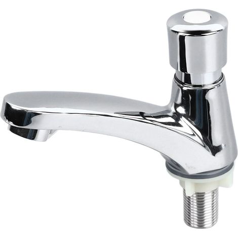 Robinet de lavabo à bouton poussoir, conception économique, robuste et fiable, robinet temporisé pour maison, eau froide uniquement (1/5)