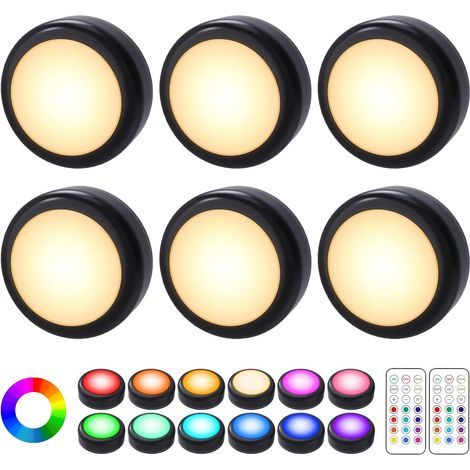 6-teiliges Schrankbeleuchtungsset, RGB-LED, 13 Farben, Fernbedienung, Timer, für Küche und Schlafzimmer (1/5)