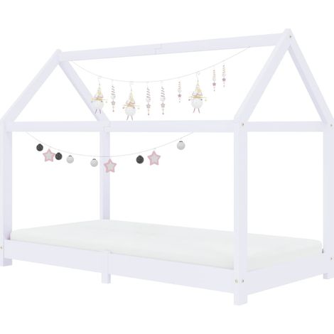 INLIFE Cadre de lit d'enfant Blanc Bois de pin massif 80x160 cm (1/5)