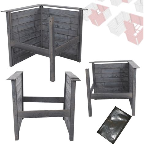 MODO24 ZOB Module additionnel bac potager, carré potager surélevé modulable hauteur 75 cm, bois FSC, 75x79x79 cm, gris imprégné