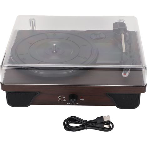 Tourne-disque Bluetooth Vintage 3 Vitesses Haut-parleur Intégré Platine Vinyle Sans Fil avec Couvercle (1/5)
