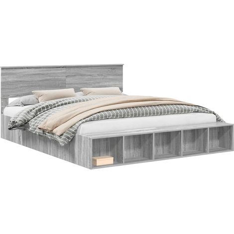 Maison Exclusive - Struttura del letto con lo scaffale Grigio Sonoma 200 x 200 cm