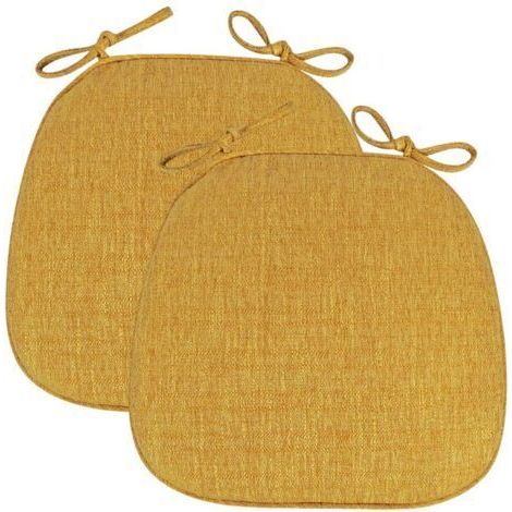Lot de 2 (43x41x35cm) Coussin/Galette de Chaise ，avec Rubans，Forme de Trapèze Assise，Lavable déhoussable Antidérapant Coussin de Siège for Cuisine, Salle Manger, Jardin, Bureau