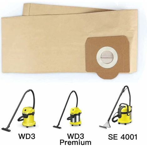 5 sacs pour aspirateur Kärcher WD3, WD 3 Premium, WD3200, WD3500P, A2204, A2534, SE4001, KAR69591300-FQ--AquaForge (1/5)