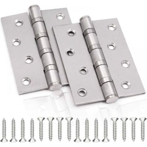 Charnière de Porte en Inox，2 Pcs Charnières De Porte Charnières Pliables Charnières Inox Épaisseur 3mm Paumelle，pour Portes massives intérieur (Silver，100X75mm) (1/5)