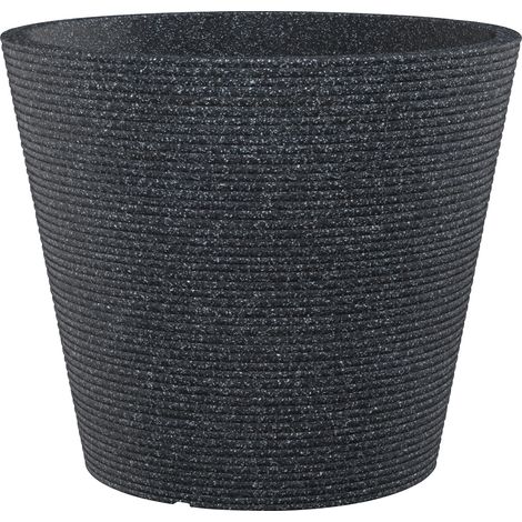 Scheurich Coneo 30, Pflanzgefäß/Blumentopf/Pflanzkübel, rund,  aus Kunststoff Farbe: Schwarz-Granit, 28,5 cm Durchmesser, 24,3 cm hoch, 10 l Vol. (1/5)