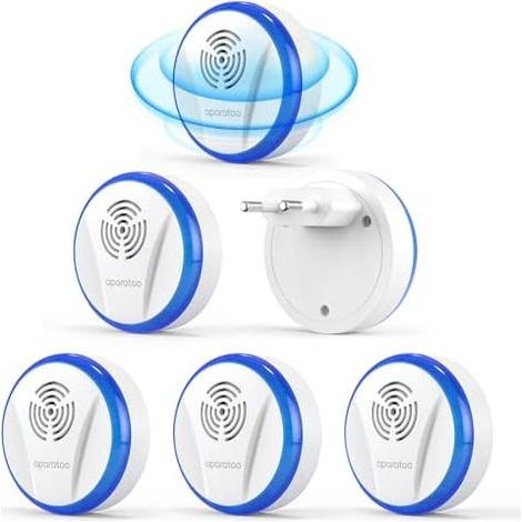 Ultraschall-Schädlingsbekämpfer, elektronische Schädlingsbekämpfung für Innenräume, gegen Mücken, Mäuse, Spinnen, Kakerlaken und Fliegen, 6er-Packung, weiß (1/5)