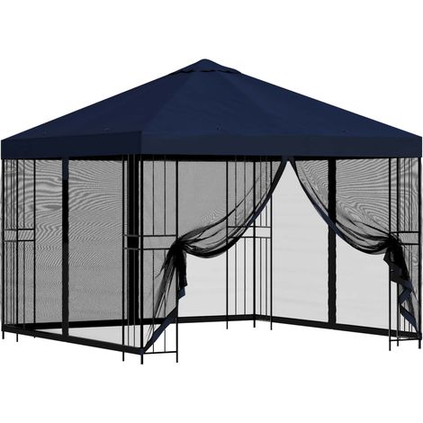 vidaXL Gazebo de jardín con paredes laterales 3 x 3 m Azul (1/2)