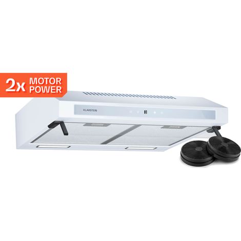Klarstein – Hotte aspirante murale 60 cm – Débit d'air 384,8 m³/h – Double moteur 2x60W – Panneau tactile LED – Éclairage LED intégré