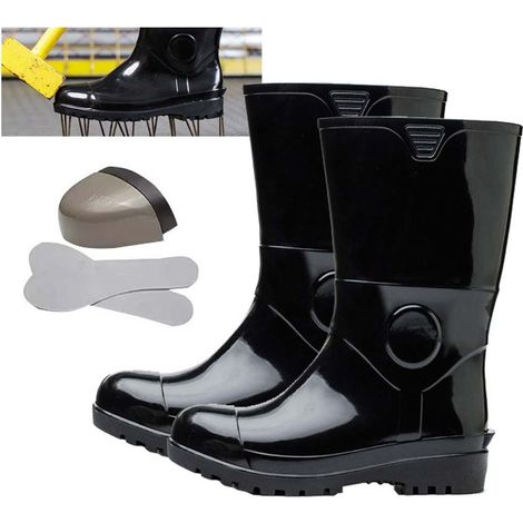 Arbeitsschutz-Regenstiefel, bruchsicher, verschleißfest, stichfest, säure- und alkalibeständig, Sicherheits-Regenstiefel für die Baustelle (Wadenhohe Stiefel 42) (1/5)