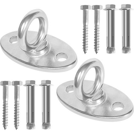 2 Pièces Crochet de Plafond Lourds Support Sac de Frappe en Acier Inoxydable SUS304 Support Hamac Support de Plafond Kit de Suspension pour Yoga Aérien Chaise Accrochante Sac de Boxe Balançoire (1/5)