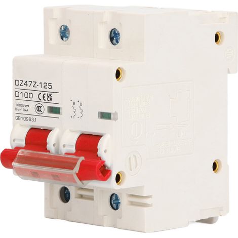 Disjoncteur CC 2P DZ47Z 125 100A, disjoncteur miniature sur rail DIN pour système photovoltaïque 1000 V, rouge (1/5)