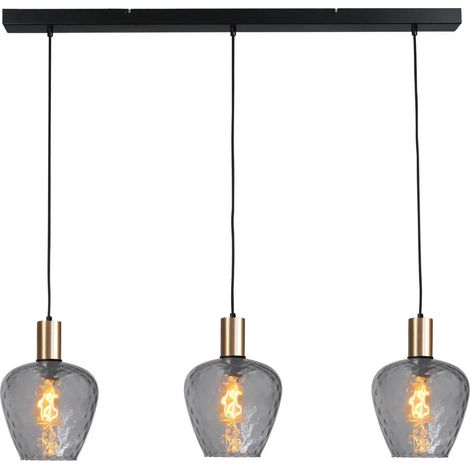 Lampe suspendue 3 lumières - dorée - Porto avec des verres à fumée Diamond - 2711-05-02-100-3-5 (1/3)