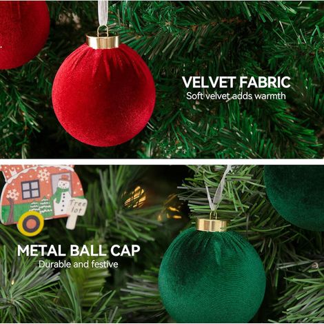 Lot de 12 Boules de Noël en Velours 8cm Décorations d'Arbre de Noël Suspendues Ornements de Sapin pour Fêtes et Mariage
