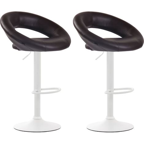 Set di 2 sgabelli da bar sintetici marroni dal design moderno con base in metallo bianco opaco TDB10550