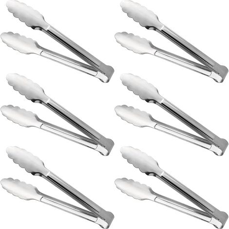 Pinces de service, pinces à buffet, pinces alimentaires ACAUTO en acier inoxydable, petites pinces de service, mini pinces à apéritifs en acier inoxydable, lot de 6 (23 cm) (1/5)
