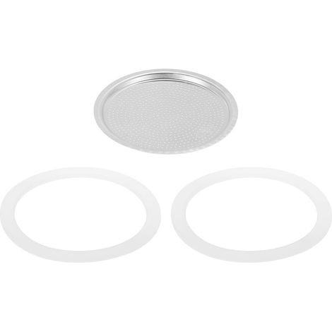 Pièces De Rechange Pour Cafetière Italienne 81x71x4mm Argent Aluminium Avec, 1 Filtre et 2 Joints D'Étanchéité en Silicone 81x71x4mm, pour Cafetière Moka 12 Tasses (1/5)
