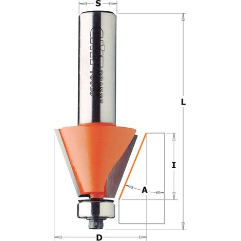CMT – Frais à chanfreiner avec roulement HW Z2 S=8 D=31,8x9,5x53 A=45 droite – Pour bois dur – Coupe nette sans éclat (1/8)