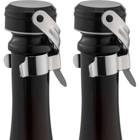 Bouchons pour bouteilles de champagne et de vin, en acier inoxydable, réutilisables, avec joint en silicone anti-fuite, pour une fraîcheur optimale (lot de 2, argent).