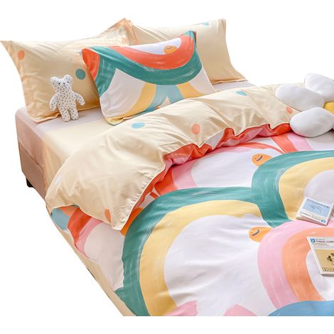 Parure de lit en coton doux confortable, procédé d'impression raffiné, couette épaissie pour automne et hiver Rainbow Bay 1,5 draps [Housse de couette 150x200cm] Lot de 4 pièces (1/5)