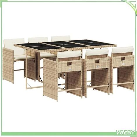 Ensemble à manger de jardin - FAFEICY - 3211090 - 6 chaises et table - Beige - Résine tressée (poly rotin) (1/5)
