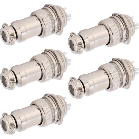 Lot de 5 connecteurs aviation mâles et femelles pour panneau d'alimentation et châssis, fixations métalliques GX16 16 mm 450 V 7 broches