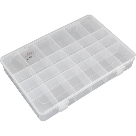 Boîte de rangement transparente à grille en PP, compartiments séparés pour composants électroniques amovibles (1/5)