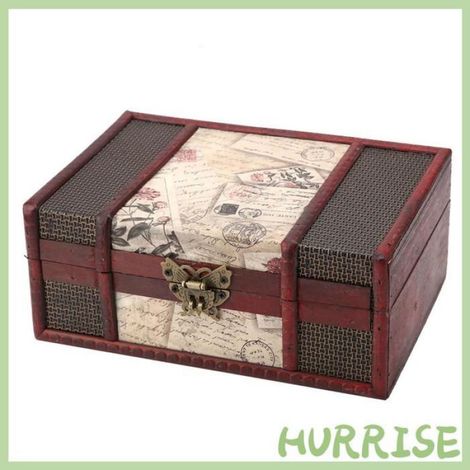 Garosa Boîte de rangement en bois Boîte De Rangement Vintage En Bois Petite Taille Pour luminaire statuette Timbres avec serrure (1/4)