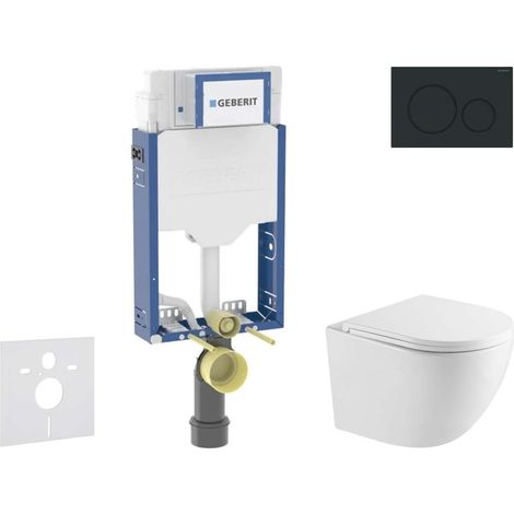 Geberit Kombifix - Conjunto de instalación empotrada, inodoro Oudee y asiento softclose, pulsador Sigma20, negro mate/negro SANI15CA5146 (1/5)