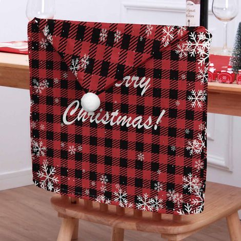 Housse De Chaise De Noël - 65 X 50 Cm - Polyester 100 % - Motif Père Noël Et Plaid - Pour Dossier De Chaise - 1 Pièce (1/5)