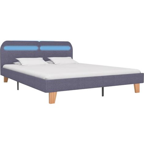Maison Exclusive - Bettgestell mit LED Hellgrau Stoff 160x200 cm