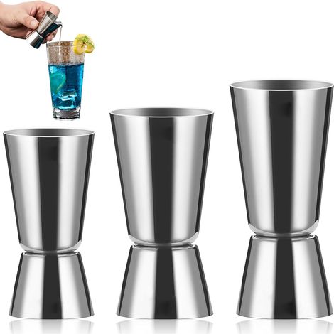 Lntyq 3 Pièces Doseur Cocktail,Doseur Alcool,Verre Doseur Cocktail,Cocktail Jigger,Doseur À Alcool Double,Cocktail Doseur,Mesure De Bar,Barman Professionnel,Pour Bar,Fête,Vin,Cocktail
