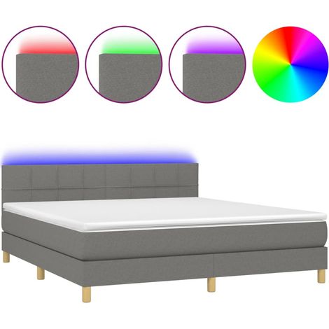 Maison Exclusive - Boxspringbett mit Matratze & LED Dunkelgrau 18