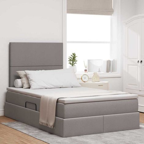 Bett mit Stauraum und LED mit LED Taupe 120 x 200 cm Polyester
