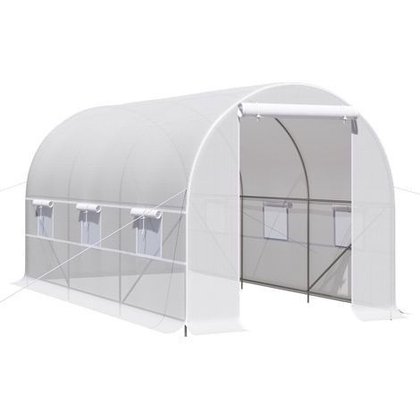 Invernadero de Túnel Jardín 400x200x200 cm con Puerta Enrollable y 6 Ventanas Cubierta PE 140 g/m² Marco de Metal para Cultivo Plantas Verduras (1/9)