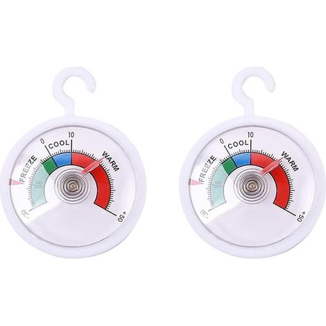 Set mit 2 Kühlschrank- und Gefrierschrankthermometern, analogem Hängethermostat, Messbereich von -30 °C bis +50 °C, ideal zur Lebensmittelkonservierung und Energieeinsparung. Auch für Weinkeller geeig