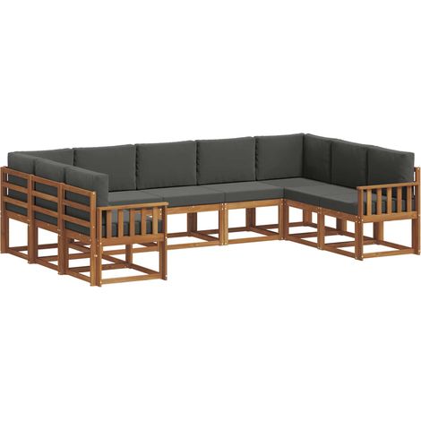 Set di divani da esterno 9 pz Naturale e Antracite vidaXL (1/5)