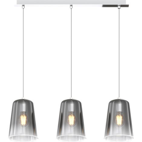 Sospensione Contemporanea Rett. Shaded Metallo E Vetro Cromo 3 Luci E27 (1/3)